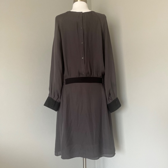 Gerard Darel 100% Silk Gray Career Wear to Work Casual Long Sleeves Midi Dress - Picture 4 of 12